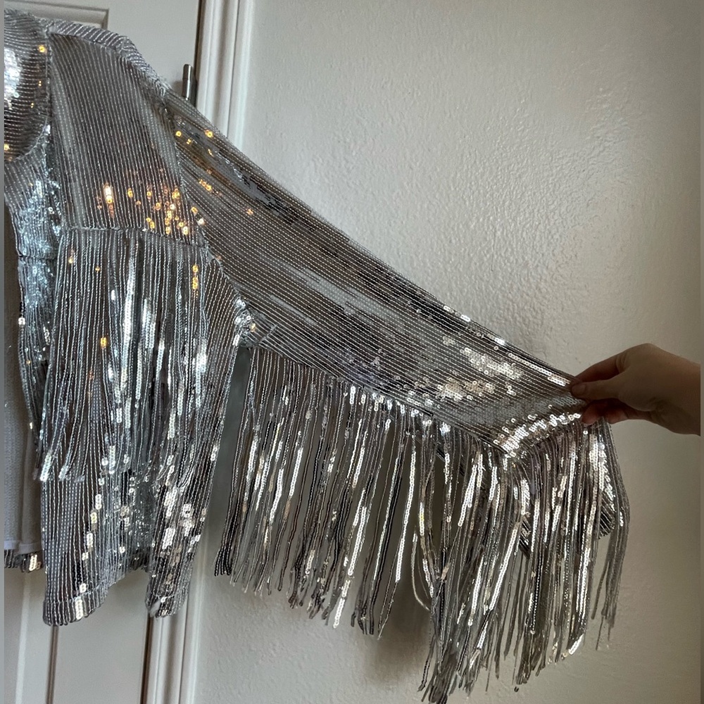 Silver Fringe Sequin Jacket - image 5